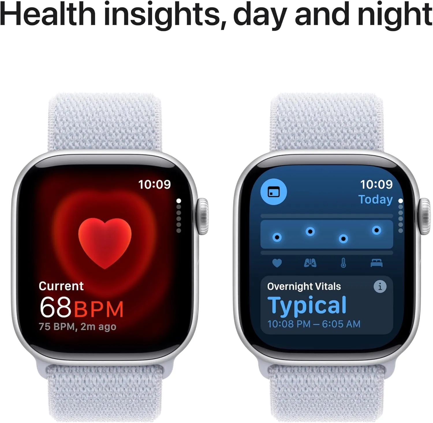 Apple Watch Series 10 [GPS 42mm case] Smartwatch with Silver Aluminium Case with Blue Cloud Sport Loop. Fitness Tracker, ECG App, Always-On Retina Display, Carbon Neutral