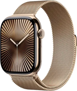 Apple Watch Series 10 [GPS   Cellular 46mm case] Smartwatch with Gold Titanium Case with Gold Milanese Loop - M/L. Fitness Tracker, ECG App, Always-On Retina Display, Carbon Neutral