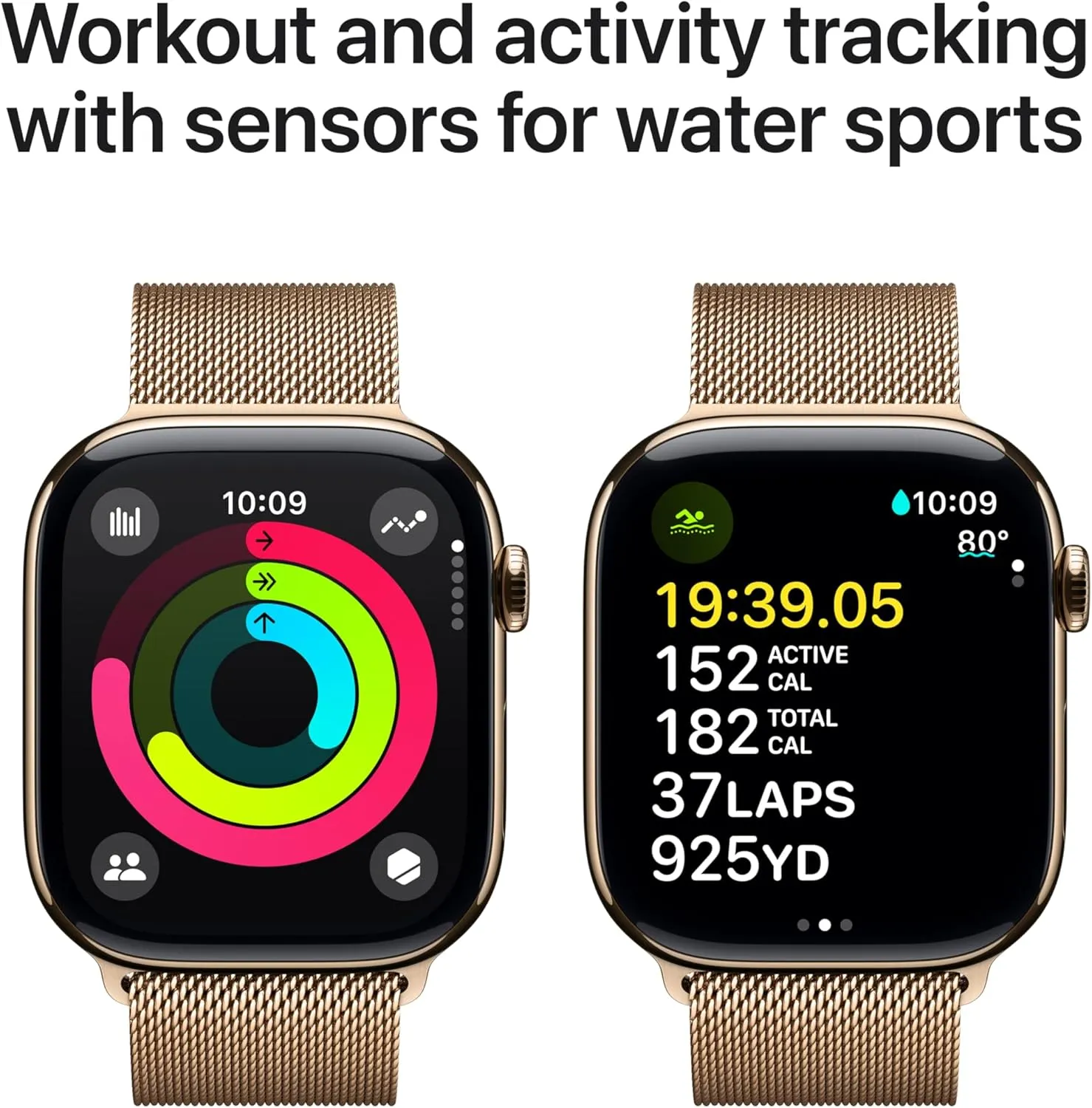 Apple Watch Series 10 [GPS   Cellular 46mm case] Smartwatch with Gold Titanium Case with Gold Milanese Loop - M/L. Fitness Tracker, ECG App, Always-On Retina Display, Carbon Neutral