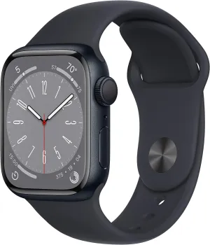 Apple Watch Series 8 (GPS, 41MM) - Midnight Aluminum Case with Midnight Sport Band S/M (Renewed Premium)