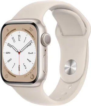Apple Watch Series 8 [GPS, 41mm] - Starlight Aluminum Case with Starlight Sport Band, S/M (Renewed)