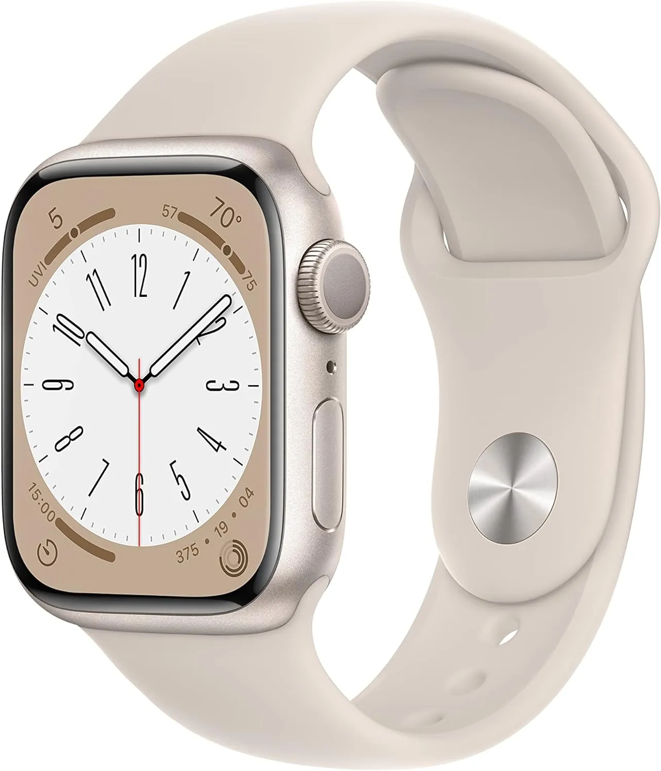Apple Watch Series 8 [GPS, 41mm] - Starlight Aluminum Case with Starlight Sport Band, S/M (Renewed)