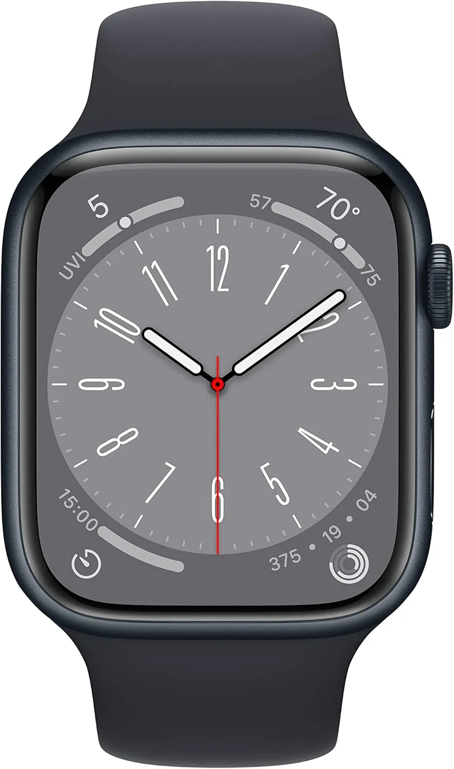 Apple Watch Series 8 [GPS, 45mm] - Midnight Aluminum Case with Midnight Sport Band, M/L (Renewed)