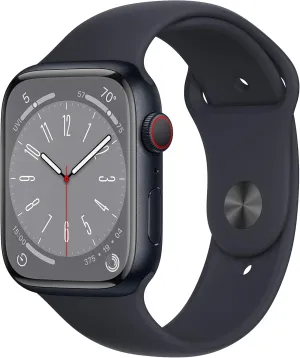 Apple Watch Series 8 [GPS   Cellular, 45mm] - Midnight Aluminum Case with Midnight Sport Band, M/L (Renewed)
