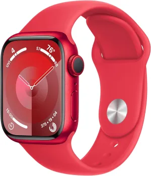 Apple Watch Series 9 [GPS 41mm] Smartwatch with (Product) RED Aluminum Case with (Product) RED Sport Band M/L. Fitness Tracker, Blood Oxygen & ECG Apps, Always-On Retina Display