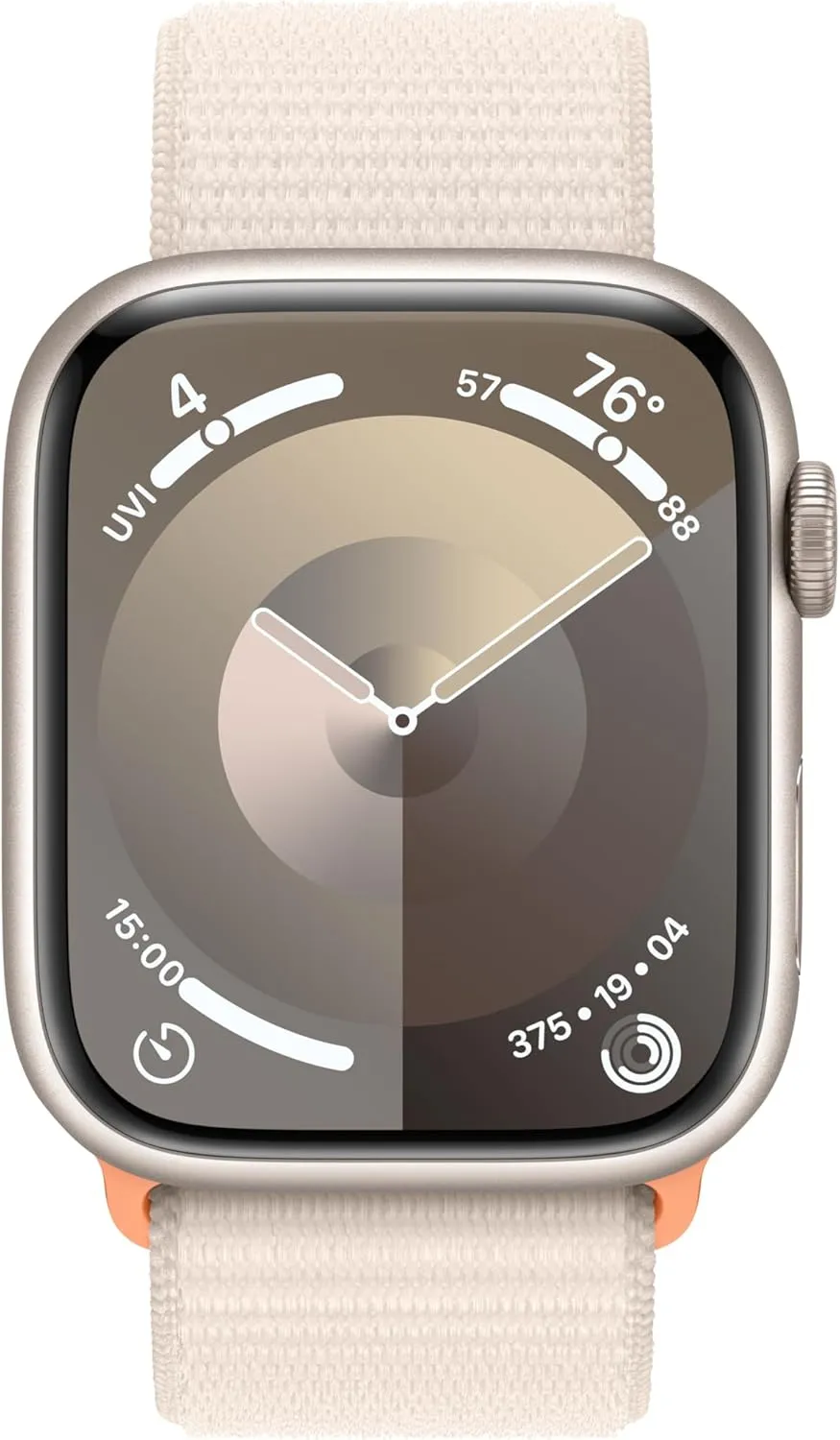 Apple Watch Series 9 [GPS 45mm] Smartwatch with Starlight Aluminum Case with Starlight Sport Loop One Size. Fitness Tracker, ECG Apps, Always-On Retina Display, Carbon Neutral