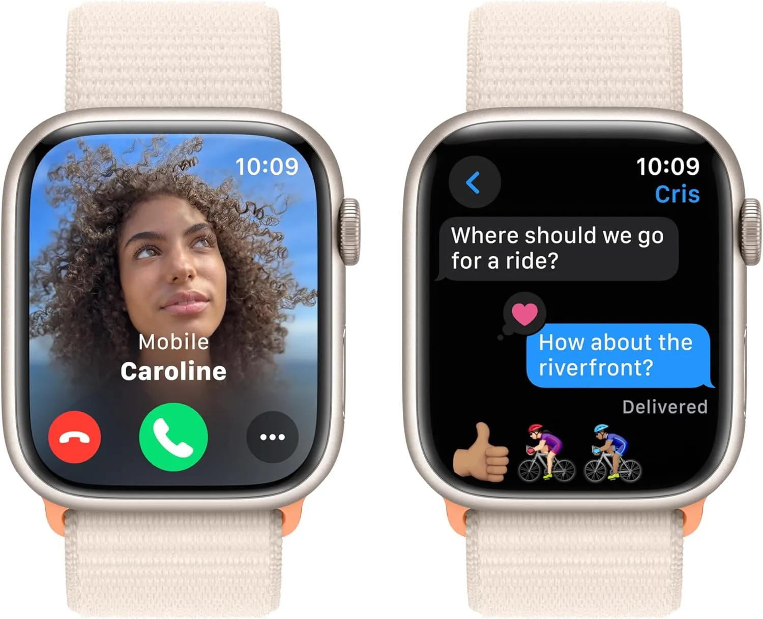 Apple Watch Series 9 [GPS 45mm] Smartwatch with Starlight Aluminum Case with Starlight Sport Loop One Size. Fitness Tracker, ECG Apps, Always-On Retina Display, Carbon Neutral