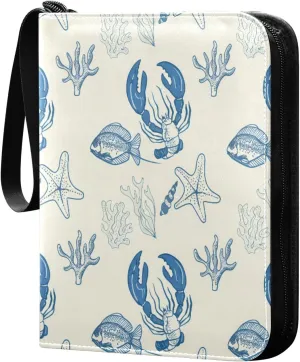 Aquatic Animals Card Binder 4 Pockets, 400 Pockets Trading Card Binder Removable Card Albums Card Holder for Games, Sports, Football, Baseball Cards