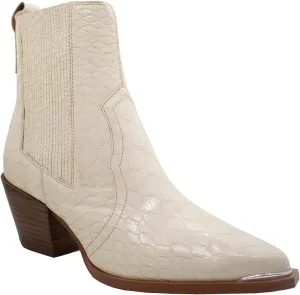 ARiderGirl Eleanor Women's Western Booties Animal Print Slip On Pointed Toe Stacked Heel Ankle Boots
