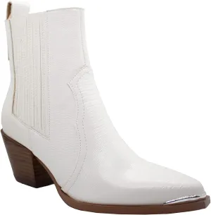 ARiderGirl Eleanor Women's Western Booties Animal Print Slip On Pointed Toe Stacked Heel Ankle Boots