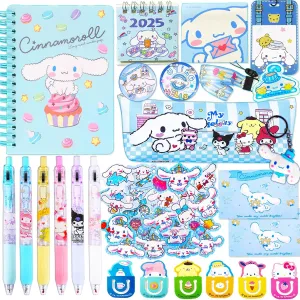 ArtBiz Kawai School Supplies Set Cute Stationery Set with Journal Notebook Pencil Case Gel Pens ID Badge Holder Stickers Bookmarks Keychain
