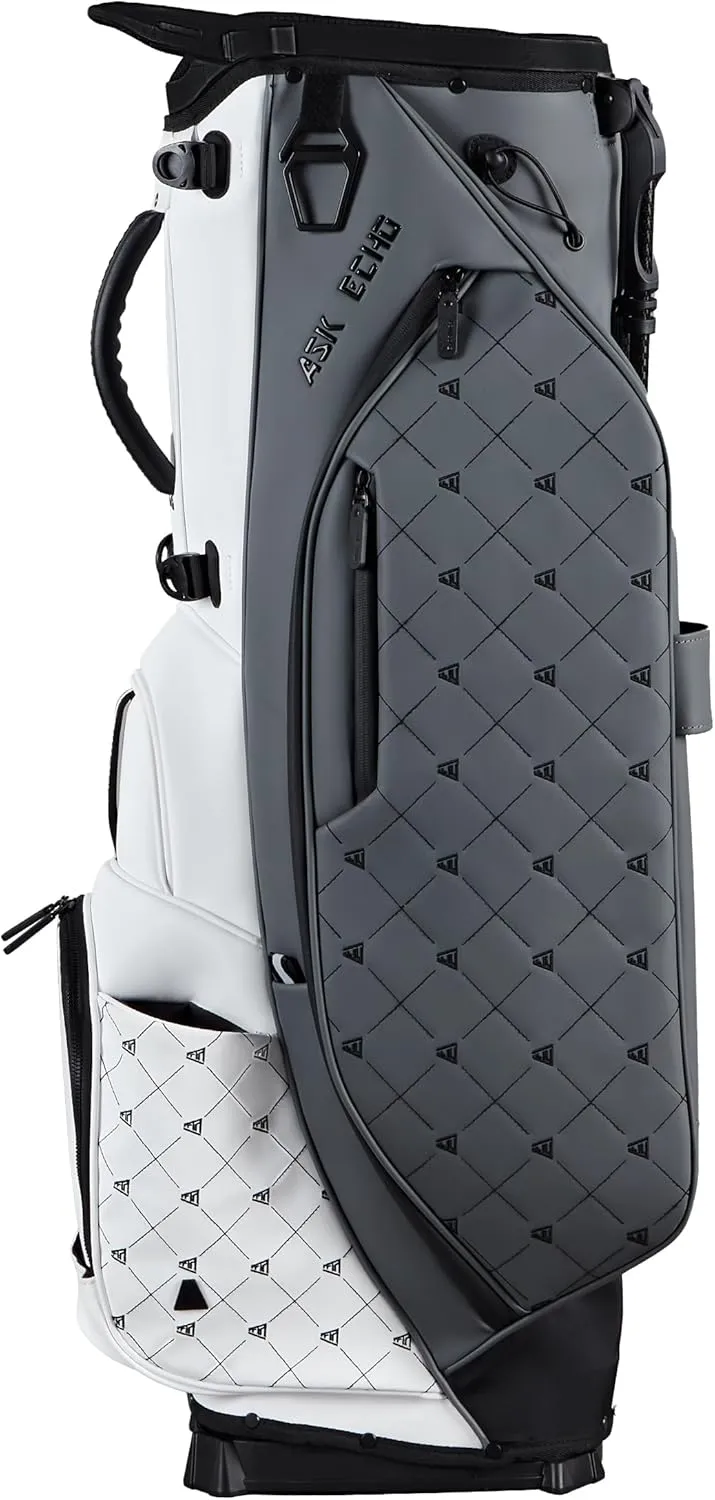 ASK ECHO Golf Prestige-14 Way Full Length Hybrid Stand Bag – Premium Leather, External Putter Clip