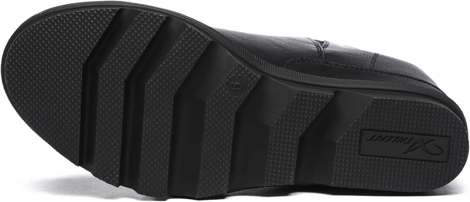 Athlefit Women's Wedge Ankle Boots Fashion Side Zipper Hidden Leather Wedge Booties