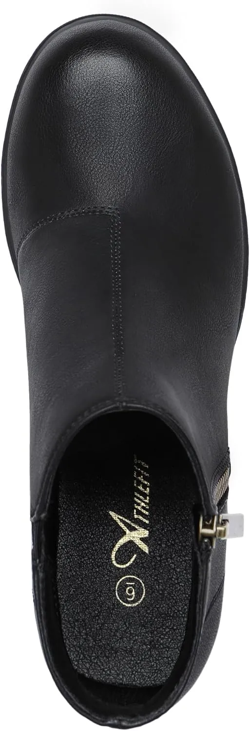 Athlefit Women's Wedge Ankle Boots Fashion Side Zipper Hidden Leather Wedge Booties