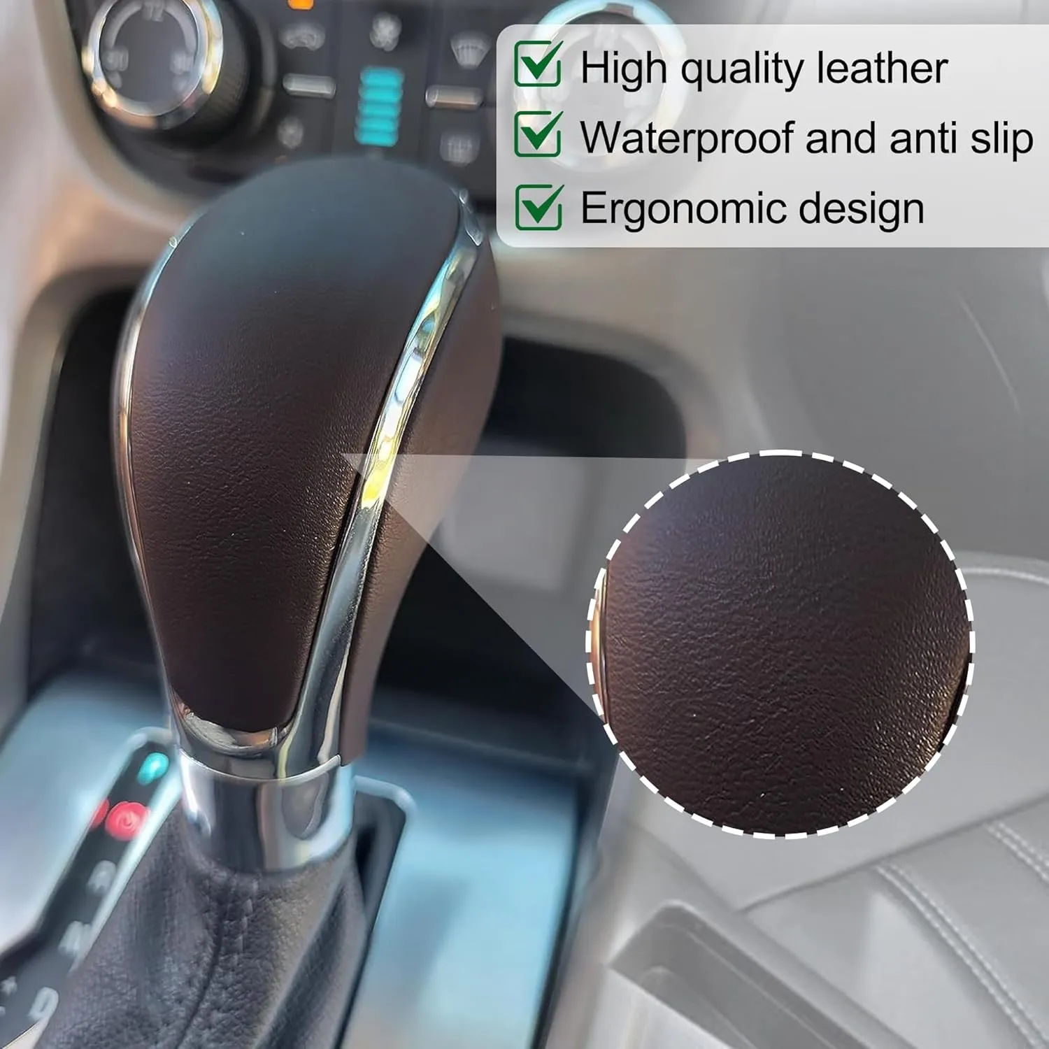 Automatic Gear Stick Shift Knob Fit for Buick Verano Regal Excelle Opel Vauxhall Car Gear Shifter Knob Cover Head Handle Lever (Brown)