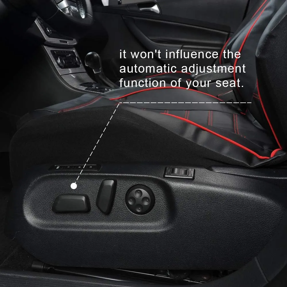 AUTOYOUTH PU Leather Front Car Seat Covers Universal and Compatible High Back Bucket Car Seat Cover Auto Interior Front Seat Cover/Protector (Black & Red)