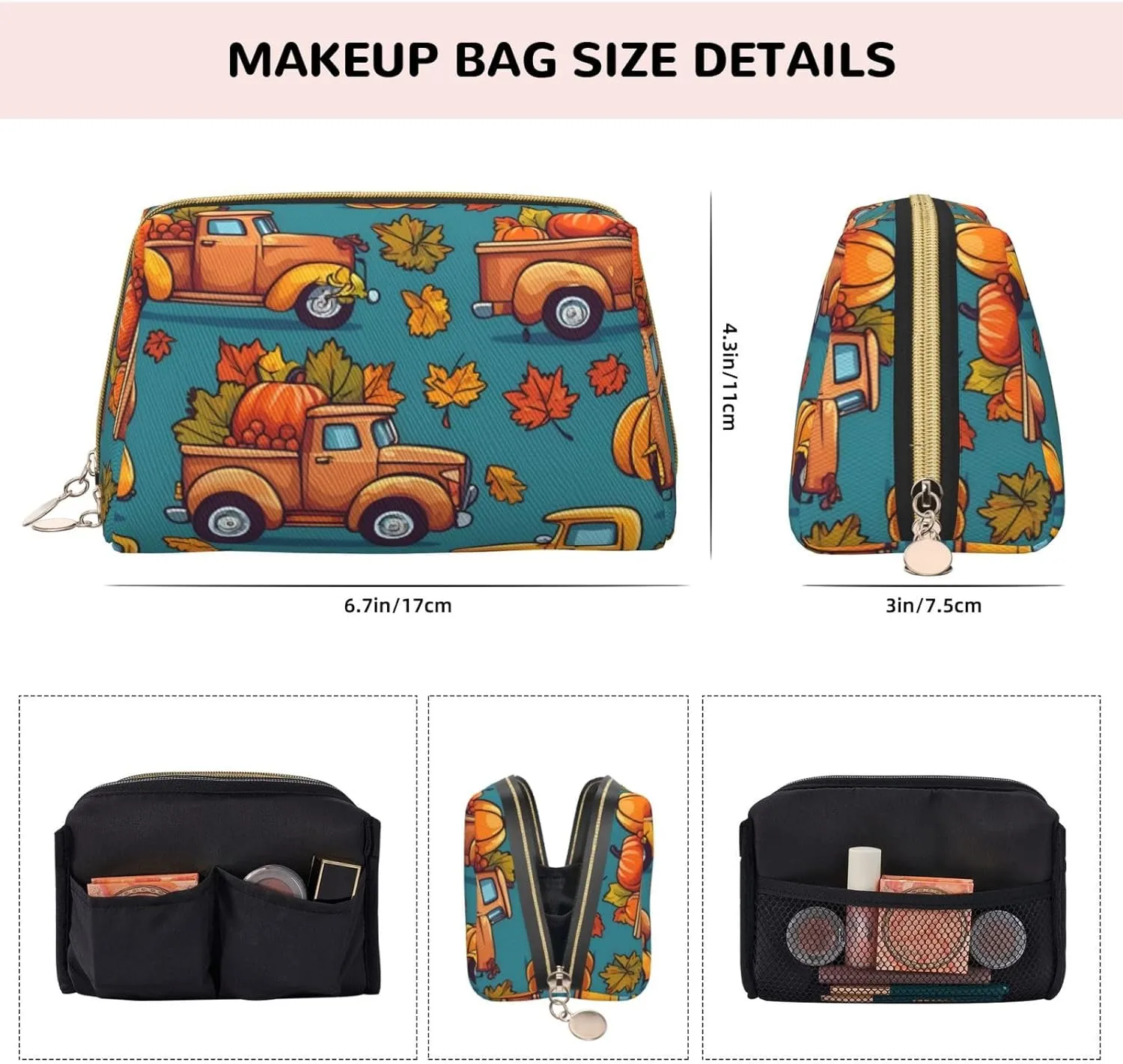 Autumn Track Toiletry Pouch, Travel-Friendly Makeup Organizer For Makeup Brushes, Lipsticks