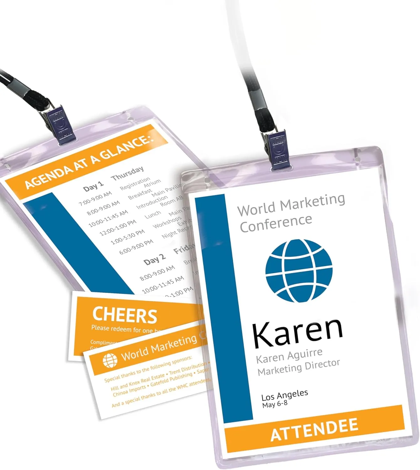 Avery Customizable Name Badges, 6" x 4.25", Laser/Inkjet Printable Inserts, Including Tickets, 75 Vertical Name Tag Holders, Includes Lanyards (8521)