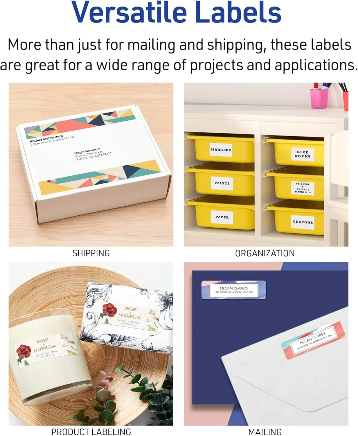 Avery Half-Sheet Printable Shipping Labels, 5.5" x 8.5" Customizable Stickers, White, 50 per Pack, 100 Blank Mailing Labels Total, Great for Mailing, Shipping, Organizing, and More (2-Pack of 8126)