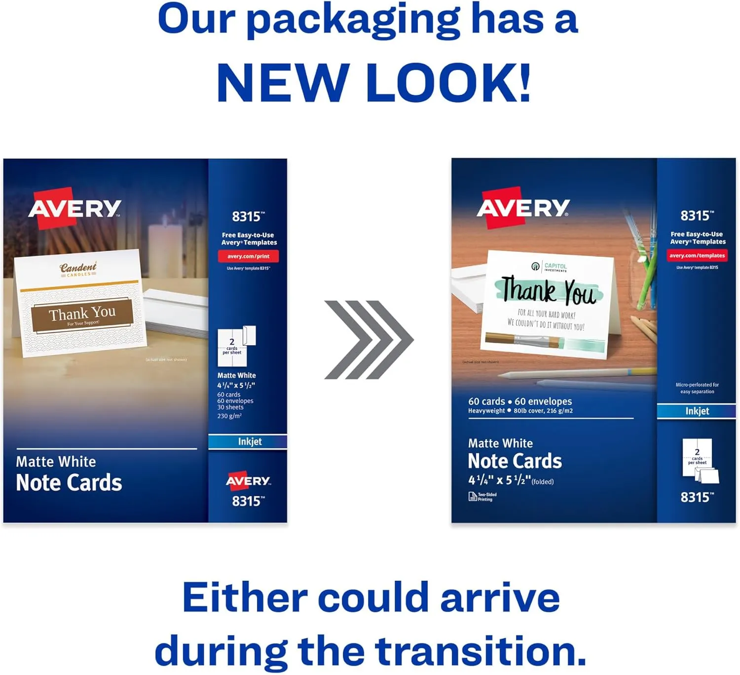 Avery Printable Note Cards with Envelopes, 4.25" x 5.5", Matte White, 60 Blank Note Cards for Inkjet Printers (08315)