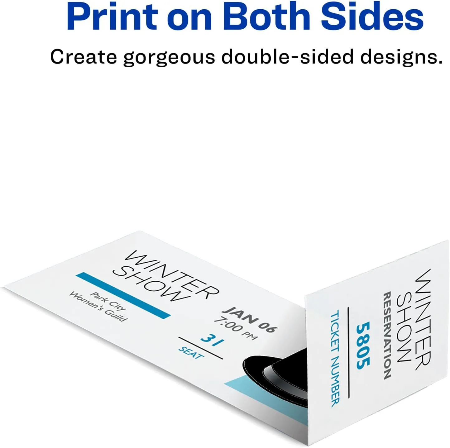 Avery Printable Tickets with Tear-Away Stubs, 1.75" x 5.5", Matte White, 500 Blank Tickets for Laser and Inkjet Printers (16795)