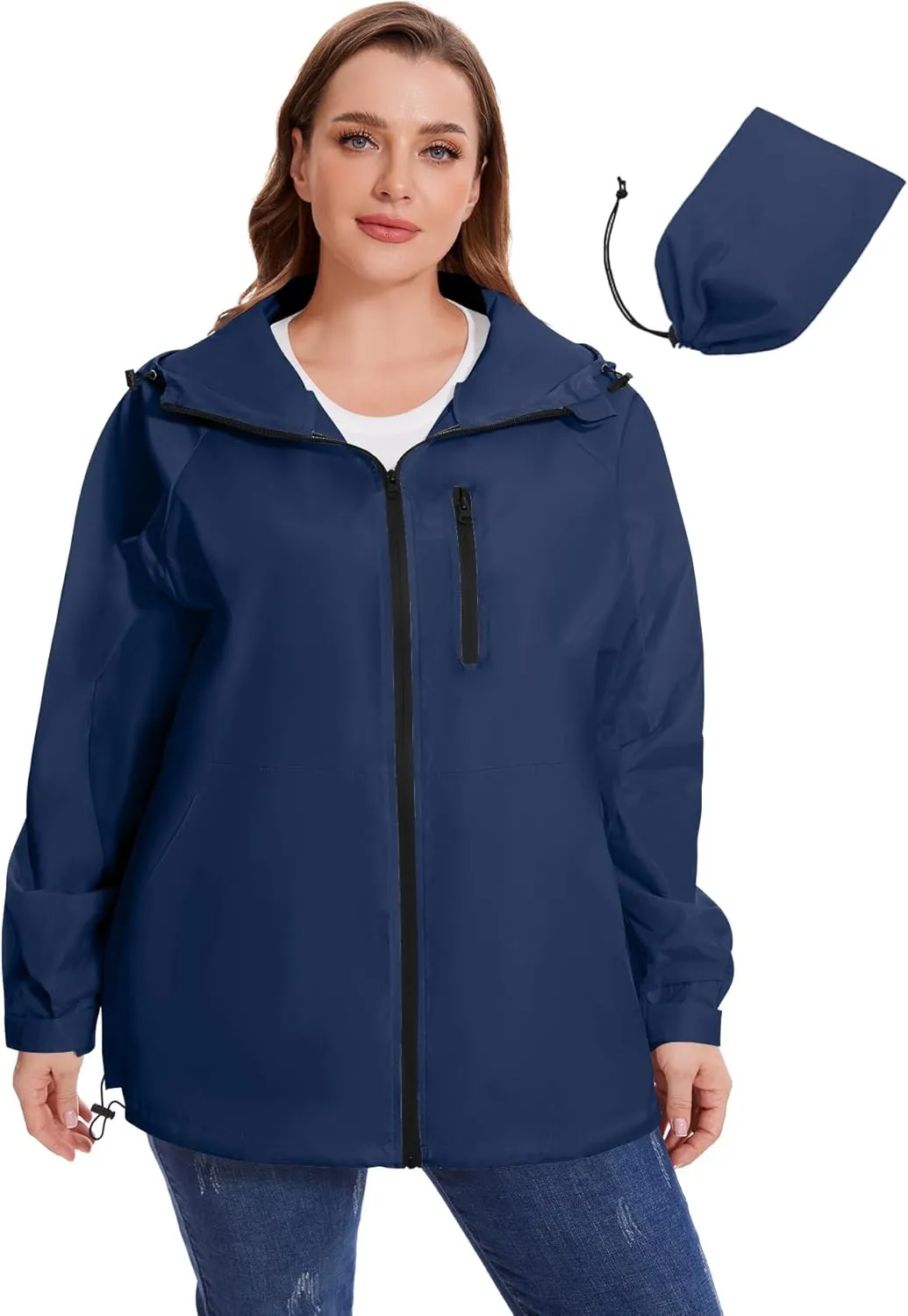 Avoogue Plus Size Raincoat for Women Rain Jacket Womens Waterproof with Hood Lightweight Windbreaker