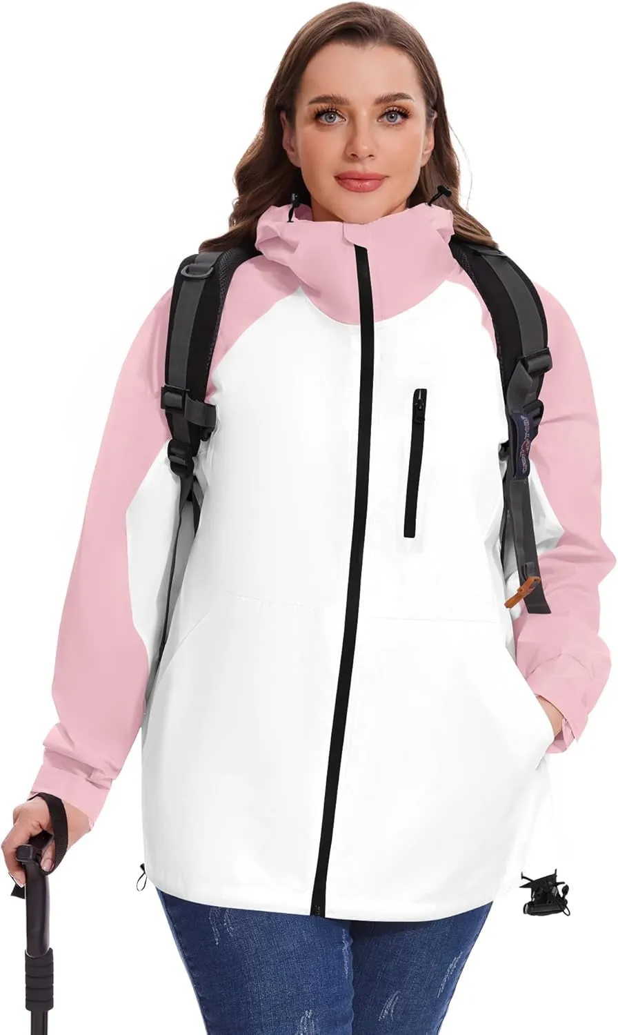Avoogue Plus Size Raincoat for Women Rain Jacket Womens Waterproof with Hood Lightweight Windbreaker
