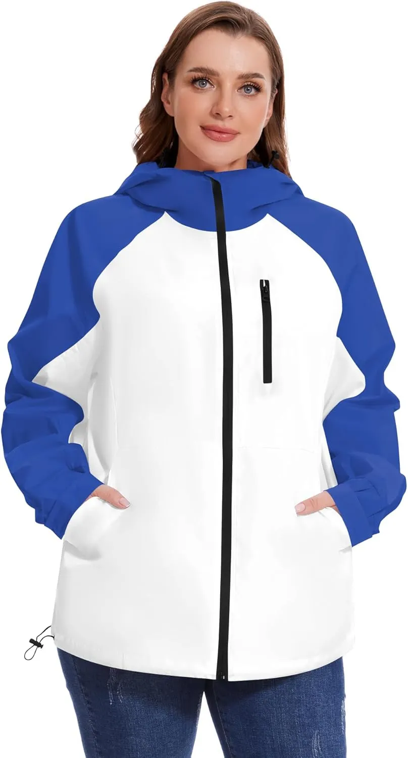 Avoogue Plus Size Raincoat for Women Rain Jacket Womens Waterproof with Hood Lightweight Windbreaker