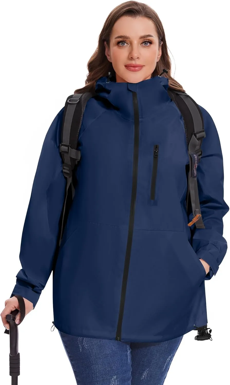 Avoogue Plus Size Raincoat for Women Rain Jacket Womens Waterproof with Hood Lightweight Windbreaker