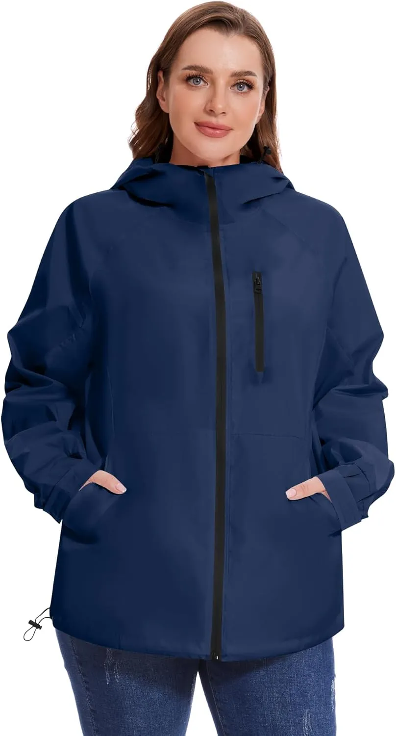 Avoogue Plus Size Raincoat for Women Rain Jacket Womens Waterproof with Hood Lightweight Windbreaker