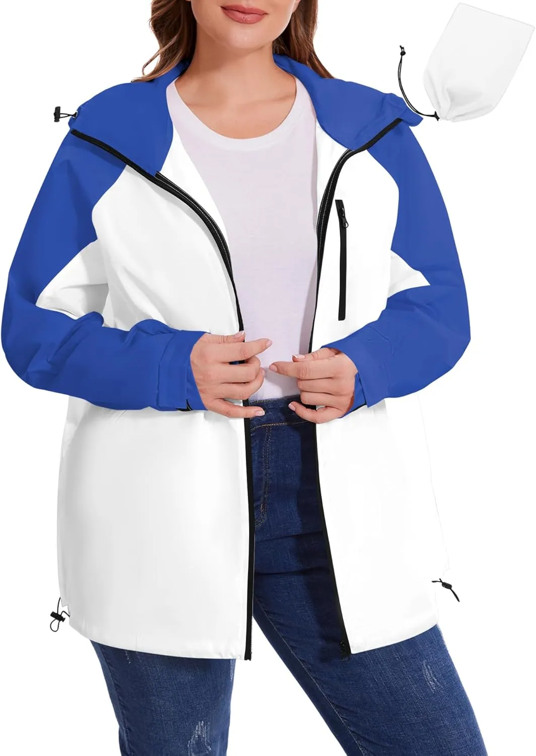 Avoogue Plus Size Raincoat for Women Rain Jacket Womens Waterproof with Hood Lightweight Windbreaker