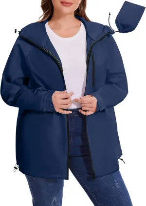 Avoogue Plus Size Raincoat for Women Rain Jacket Womens Waterproof with Hood Lightweight Windbreaker