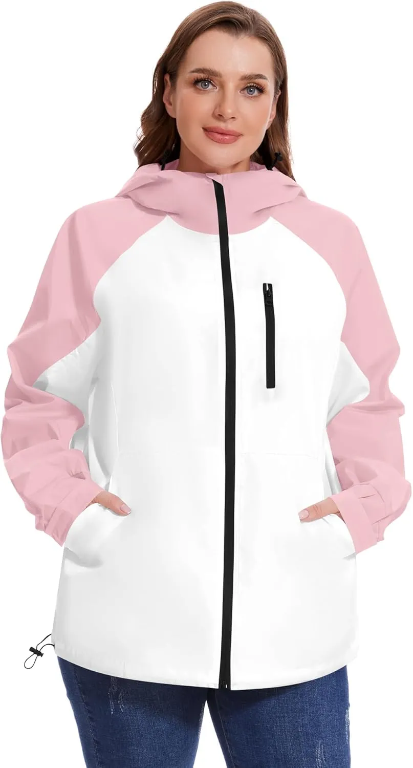 Avoogue Plus Size Raincoat for Women Rain Jacket Womens Waterproof with Hood Lightweight Windbreaker