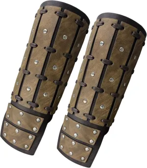 AZORA Leather Gauntlet Wristband Medieval Bracers Wrist Band Buckle Wide Bracer Arm Armor Cuff 2 Pcs