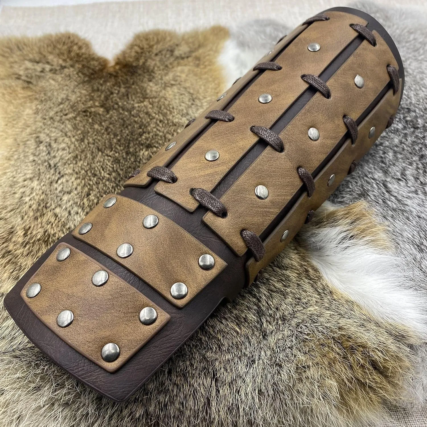 AZORA Leather Gauntlet Wristband Medieval Bracers Wrist Band Buckle Wide Bracer Arm Armor Cuff 2 Pcs