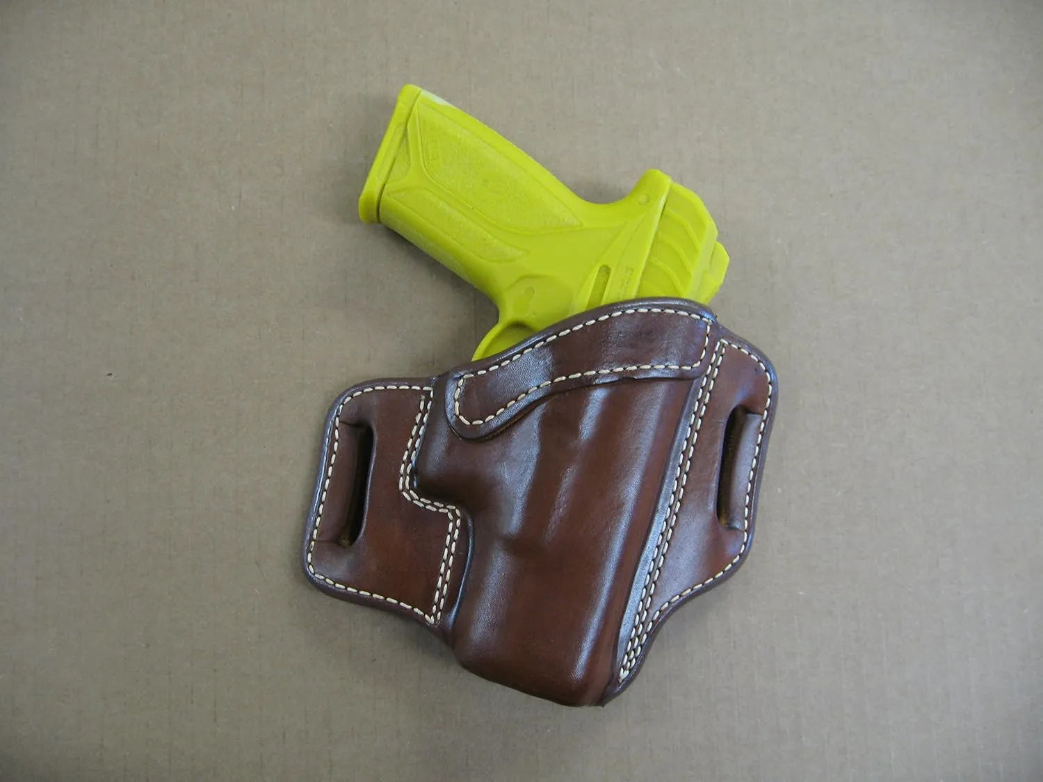 Azula OWB Leather 2 Slot Molded Pancake Belt Holster for Ruger Security 9 9mm CCW TAN RH