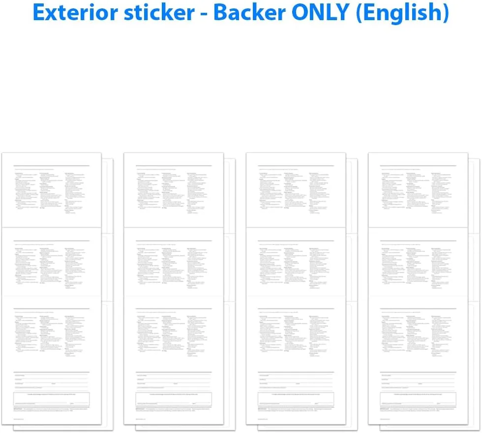 Backer Only Exterior Buyers Guide for Car Dealerships - 8.5" x 11" 1-Part Weather-Resistant Forms with FTC Regulations - Laser Compatible and Permanent Self-Adhesive on 4 Sides - Pack of 300