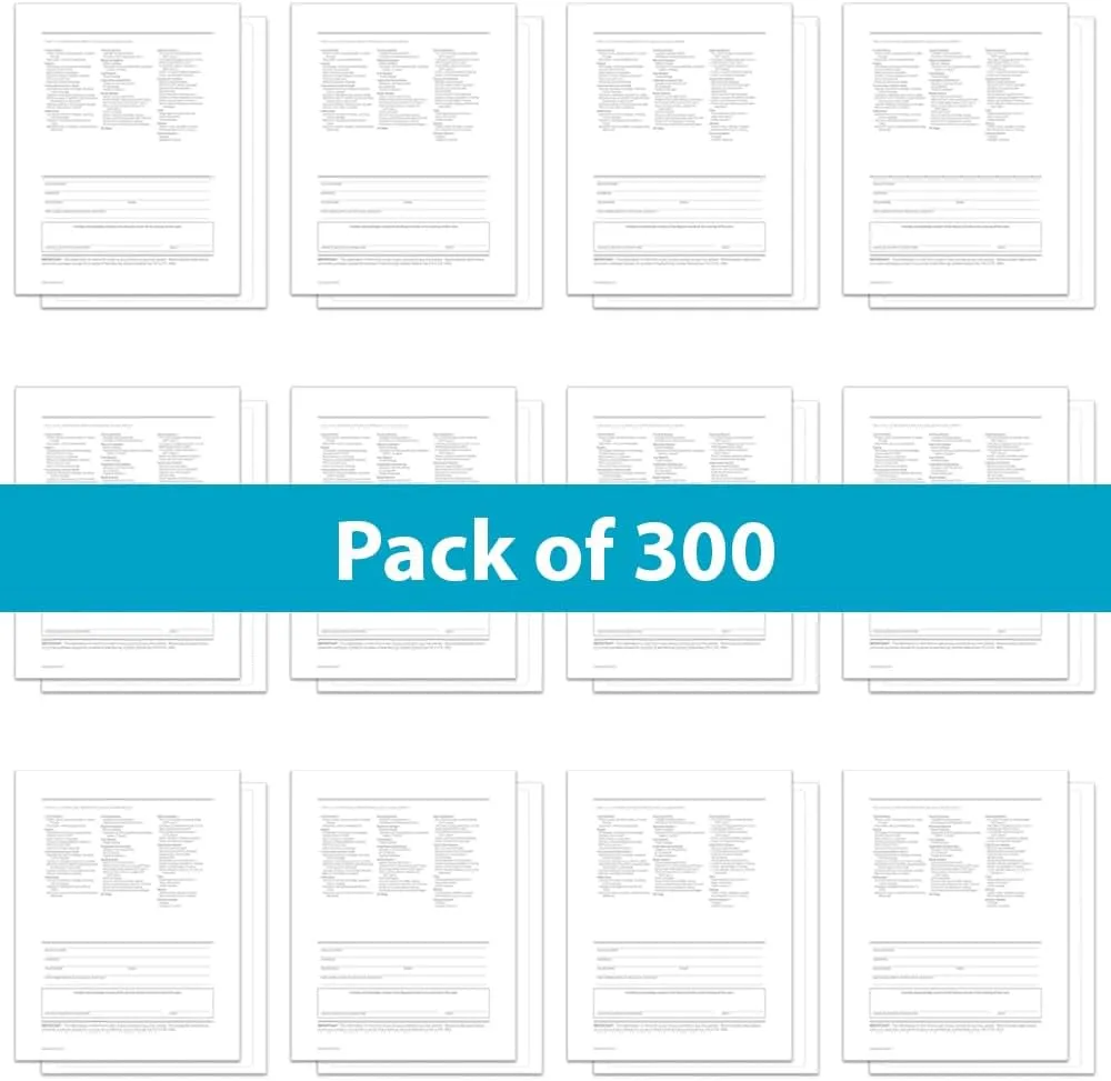 Backer Only Exterior Buyers Guide for Car Dealerships - 8.5" x 11" 1-Part Weather-Resistant Forms with FTC Regulations - Laser Compatible and Permanent Self-Adhesive on 4 Sides - Pack of 300