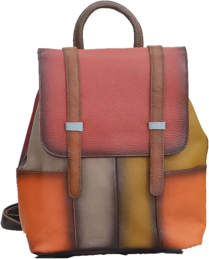 Backpack Women Travel Bag Leather Daypack Retro Outdoor Backpack, Red, One Size