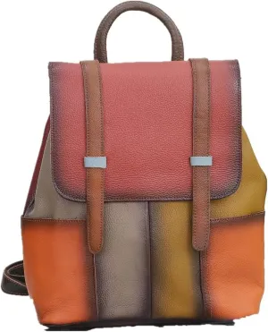 Backpack Women Travel Bag Leather Daypack Retro Outdoor Backpack, Red, One Size
