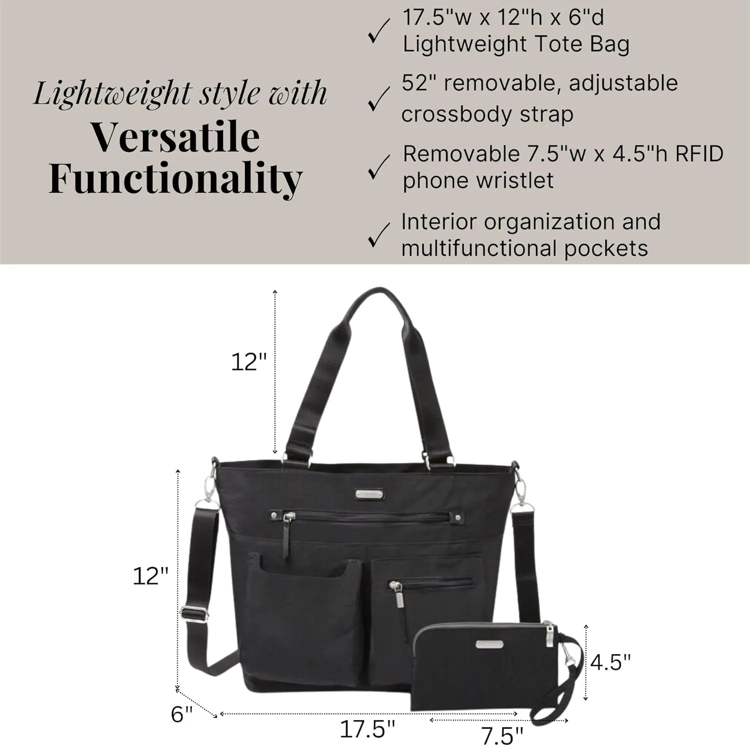 Baggallini Any Day Tote with RFID Phone Wristlet