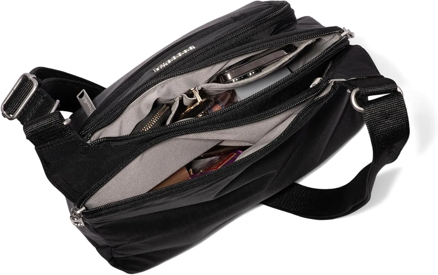 Baggallini Securtex Anti-Theft Crossover Crossbody Bag for Travel 11”w X 8.5”h, RFID, Built-in Wallet, Locking Zippers