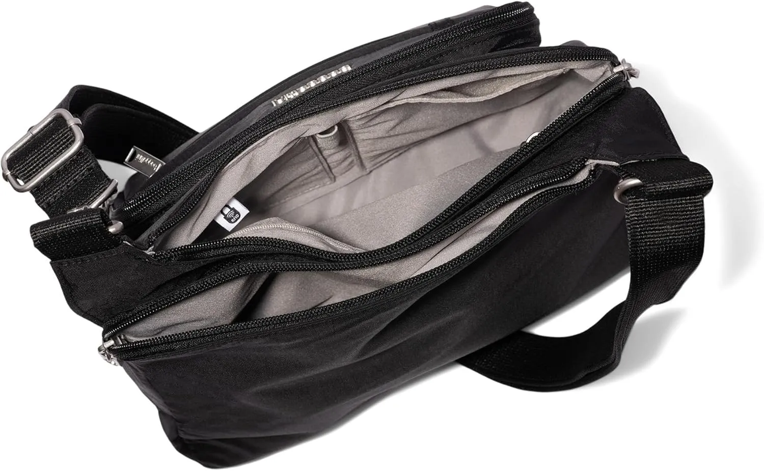 Baggallini Securtex Anti-Theft Crossover Crossbody Bag for Travel 11”w X 8.5”h, RFID, Built-in Wallet, Locking Zippers
