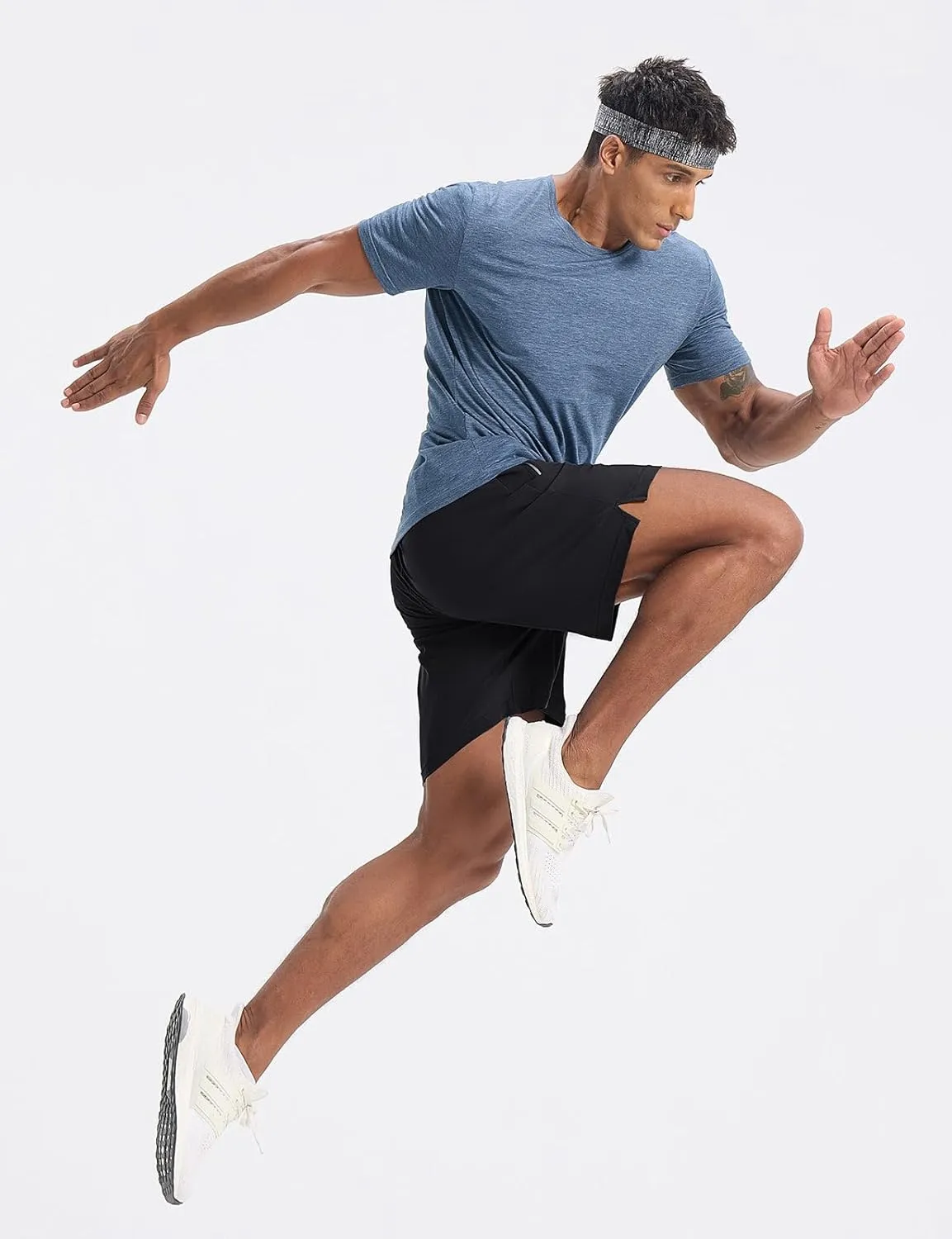 baleaf Men's Running Shorts 7" Quick Dry Athletic Workout 2 in 1 with Liner Lightweight Gym with Zipper Pocket UPF50 