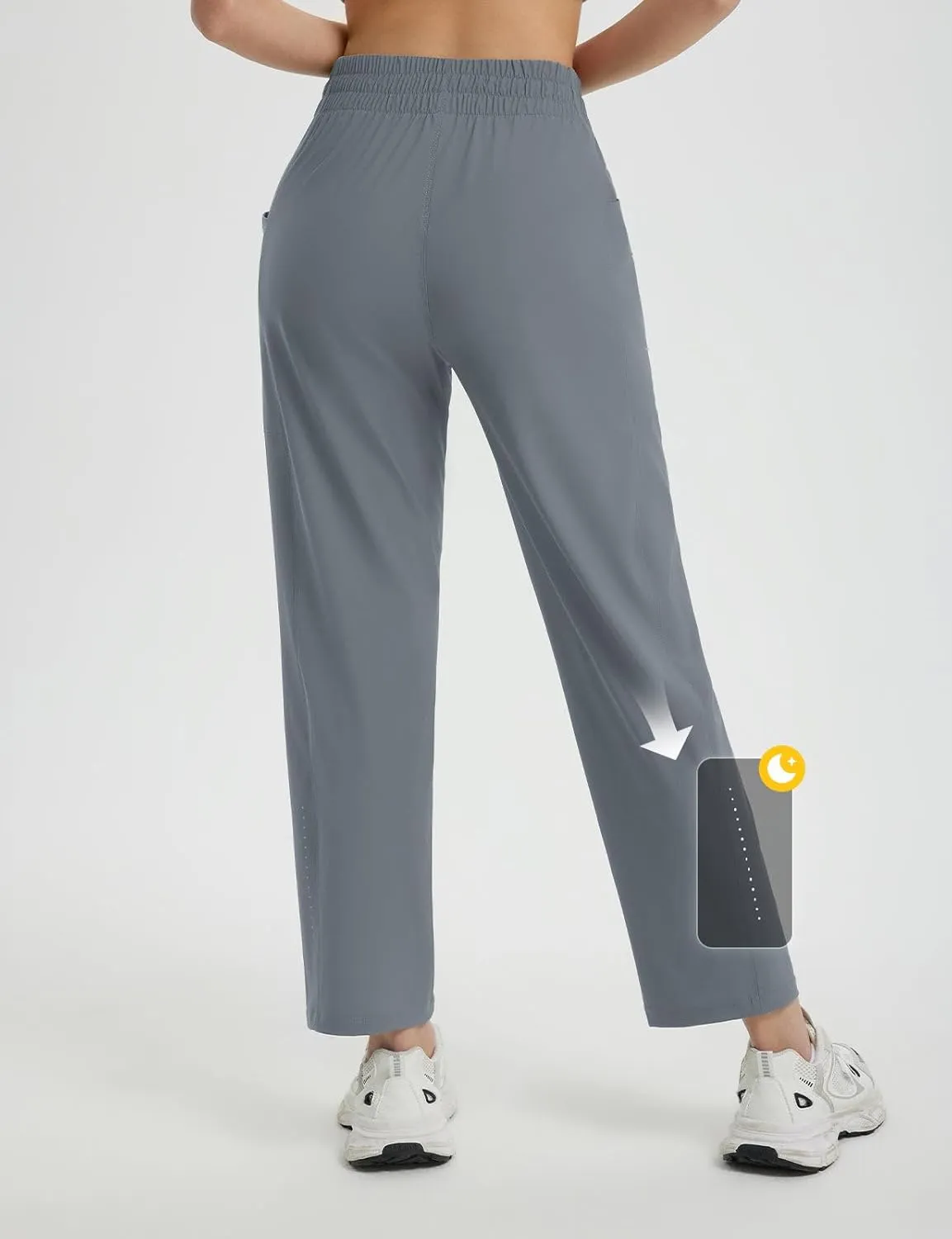 baleaf Women's Athletic Running Pants Stretch Quick Dry Zipper Pocket High Waisted Sweatpants Hiking Walking UPF 50 