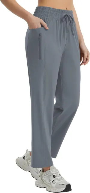 baleaf Women's Athletic Running Pants Stretch Quick Dry Zipper Pocket High Waisted Sweatpants Hiking Walking UPF 50 
