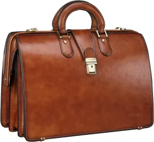 Banuce Vintage Leather Briefcase for Men with Lock 15.6 Inch Lawyer Briefcase Doctor Bag Attache Case Hard