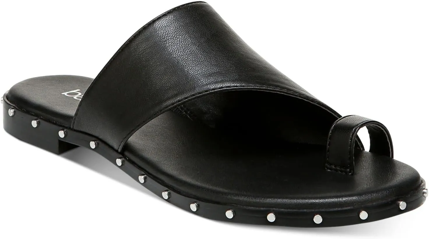 bar III Womens Hattiep Faux Leather Toe Loop Slide Sandals Black 6 Medium (B,M)