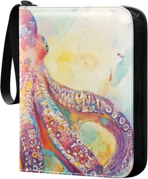 baseball cards binder card holder with double sided removable sleeves for game, baseball cards collection Art Sea Animal Colorful