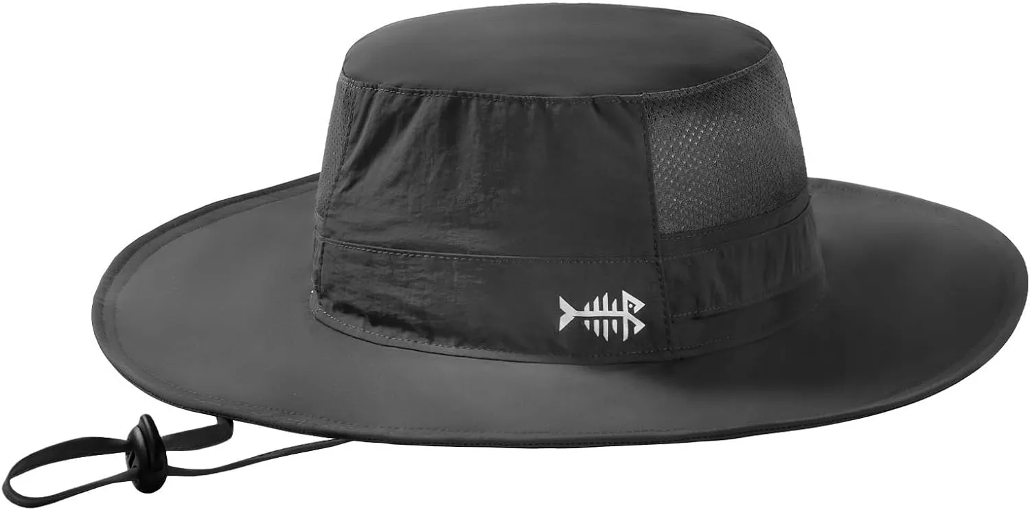 BASSDASH UPF 50  Fishing Sun Hat Water Resistant Unisex Wide Brim Bucket Boonie Hat for Hiking Camping Safari FH15